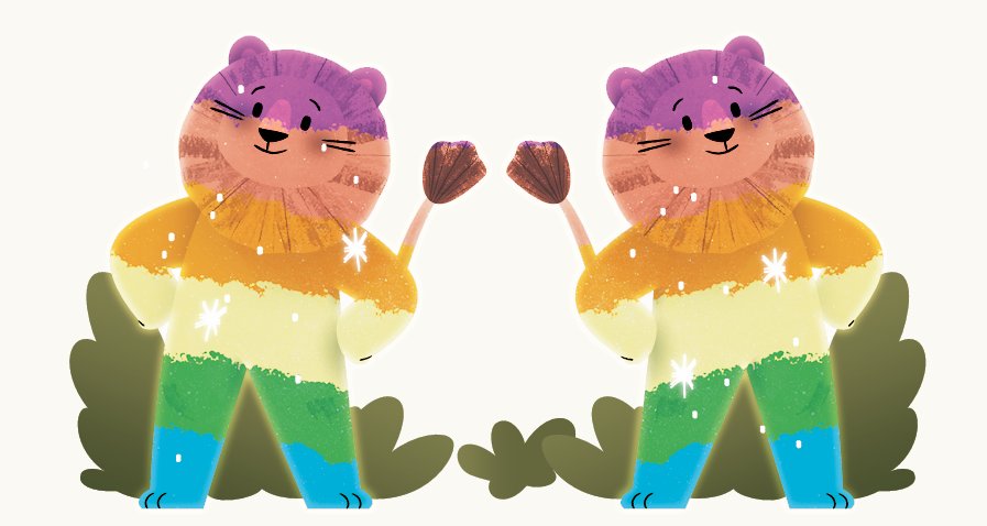 Felix and Victor in rainbow light