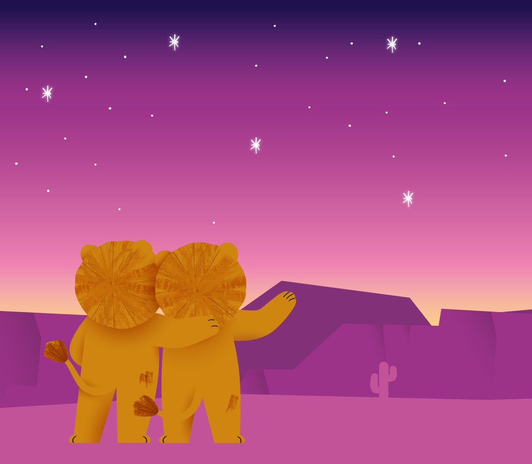 Gil and Pol looking up at the night sky