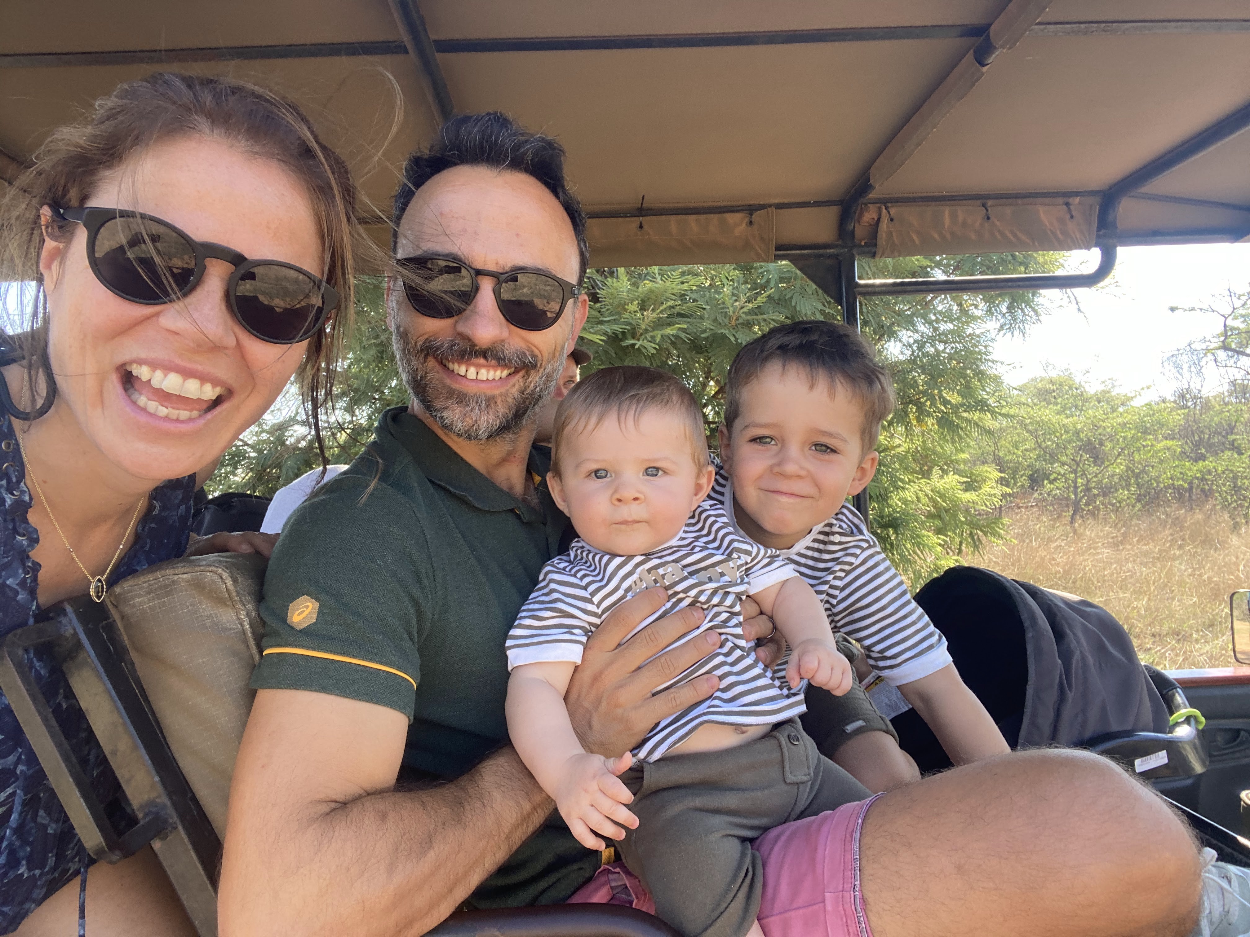 The León family on safari in Africa